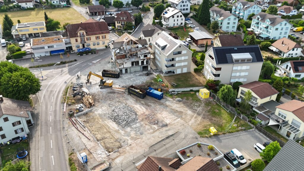 Luftaufnahme der Baustelle in Beinwil (Freiamt)