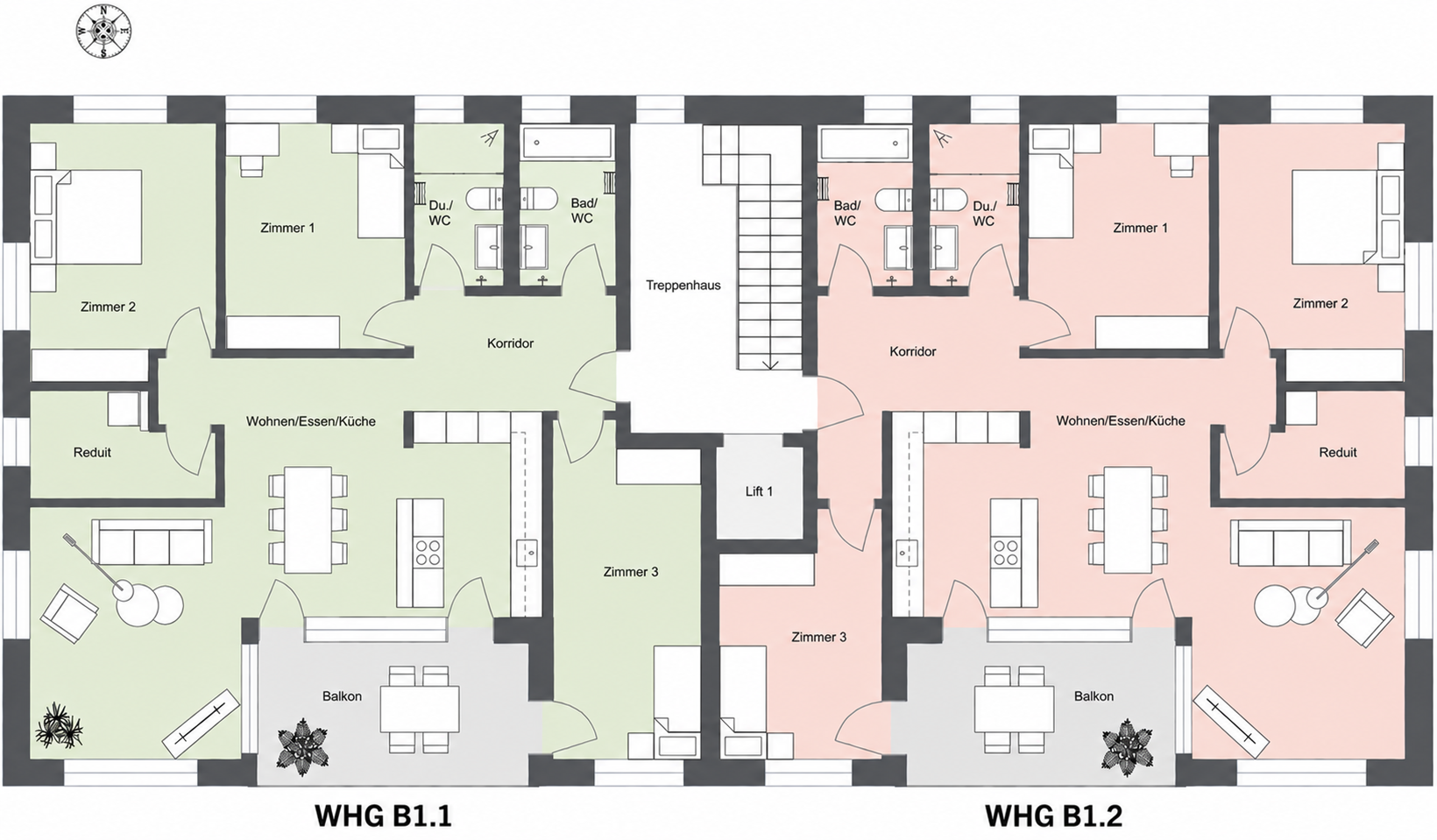 Grundriss Wohnung B 2.2