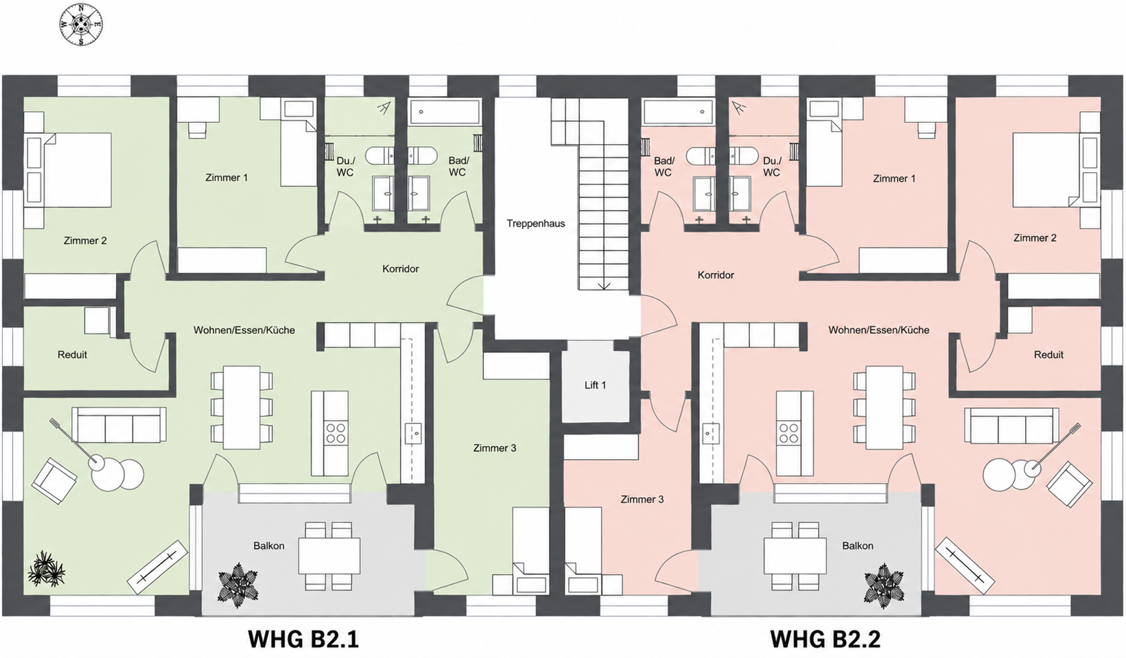 Grundriss Wohnung B 3.2