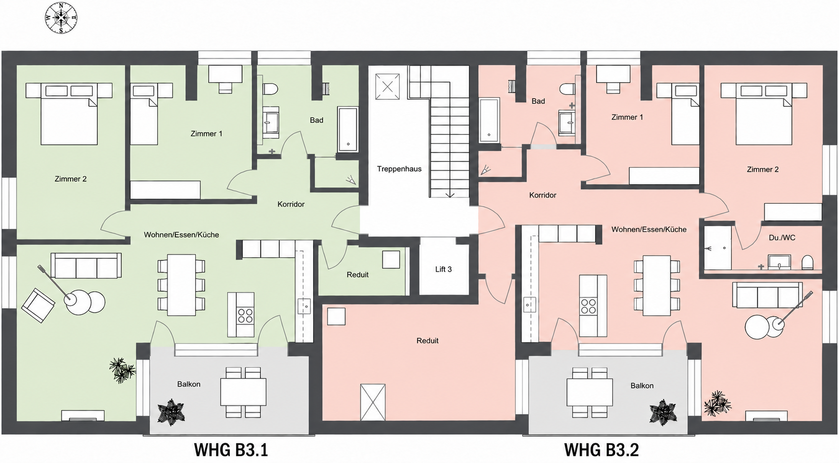 Grundriss Wohnung B 4.2